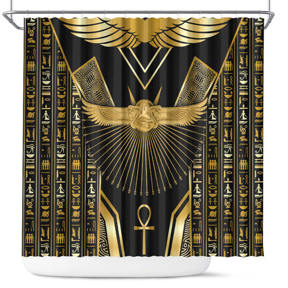 Egypt Winged Sun Shower Curtain Ancient Mythology Golden Ankh