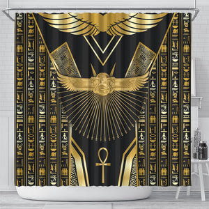 Egypt Winged Sun Shower Curtain Ancient Mythology Golden Ankh