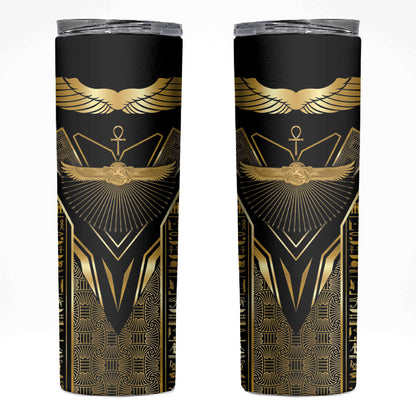 Egypt Winged Sun Skinny Tumbler Ancient Mythology Golden Ankh