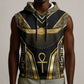 Egypt Winged Sun Sleeveless Hoodie Ancient Mythology Golden Ankh