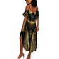 Egypt Winged Sun Summer Maxi Dress Ancient Mythology Golden Ankh