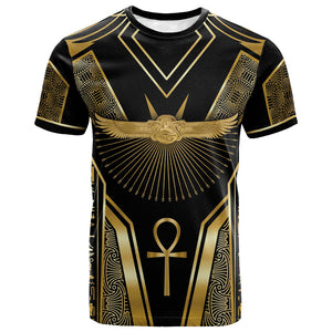 Egypt Winged Sun T shirt Ancient Mythology Golden Ankh