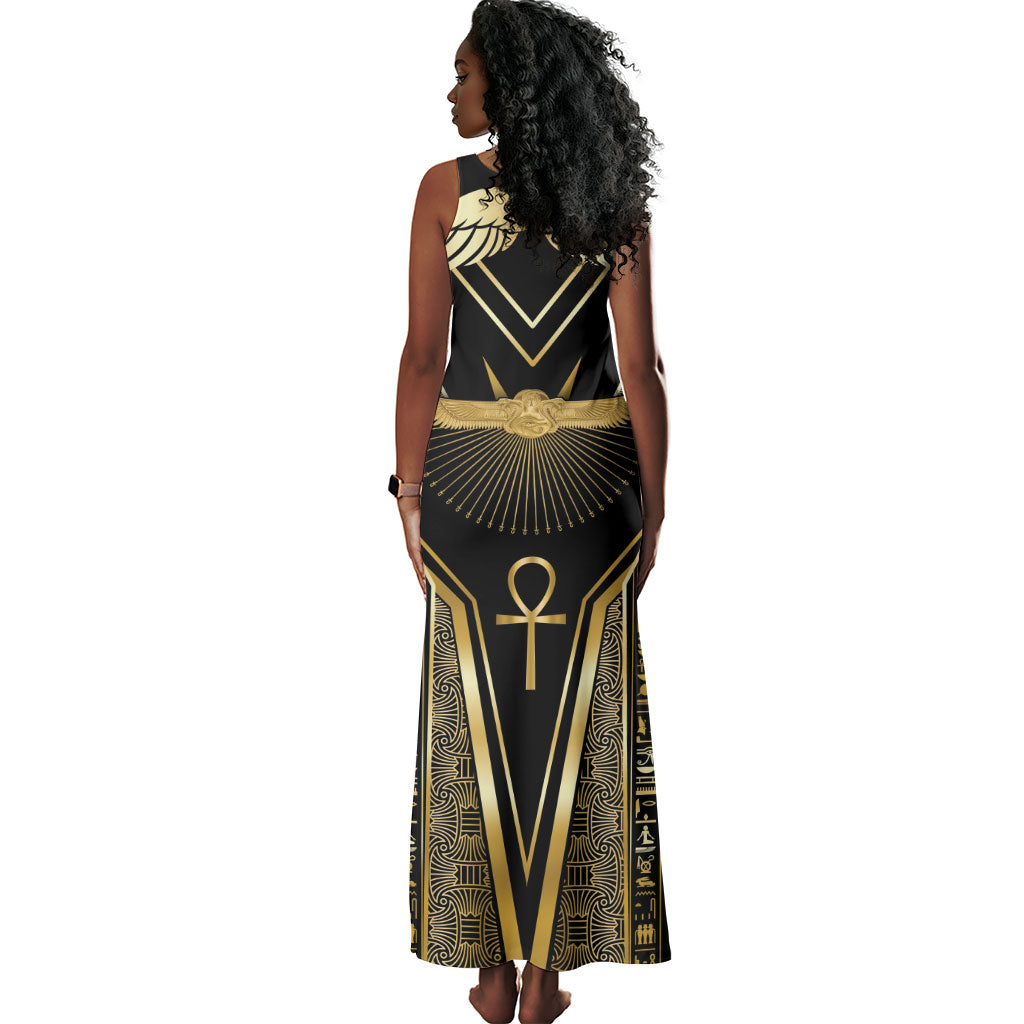 Egypt Winged Sun Tank Maxi Dress Ancient Mythology Golden Ankh