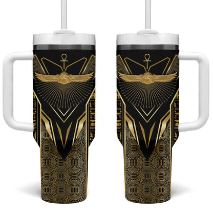Egypt Winged Sun Tumbler With Handle Ancient Mythology Golden Ankh