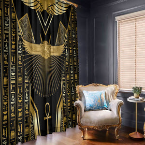 Egypt Winged Sun Window Curtain Ancient Mythology Golden Ankh
