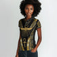 Egypt Winged Sun Women Polo Shirt Ancient Mythology Golden Ankh