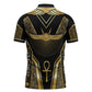 Egypt Winged Sun Zipper Polo Shirt Ancient Mythology Golden Ankh