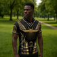 Egypt Winged Sun Zipper Polo Shirt Ancient Mythology Golden Ankh