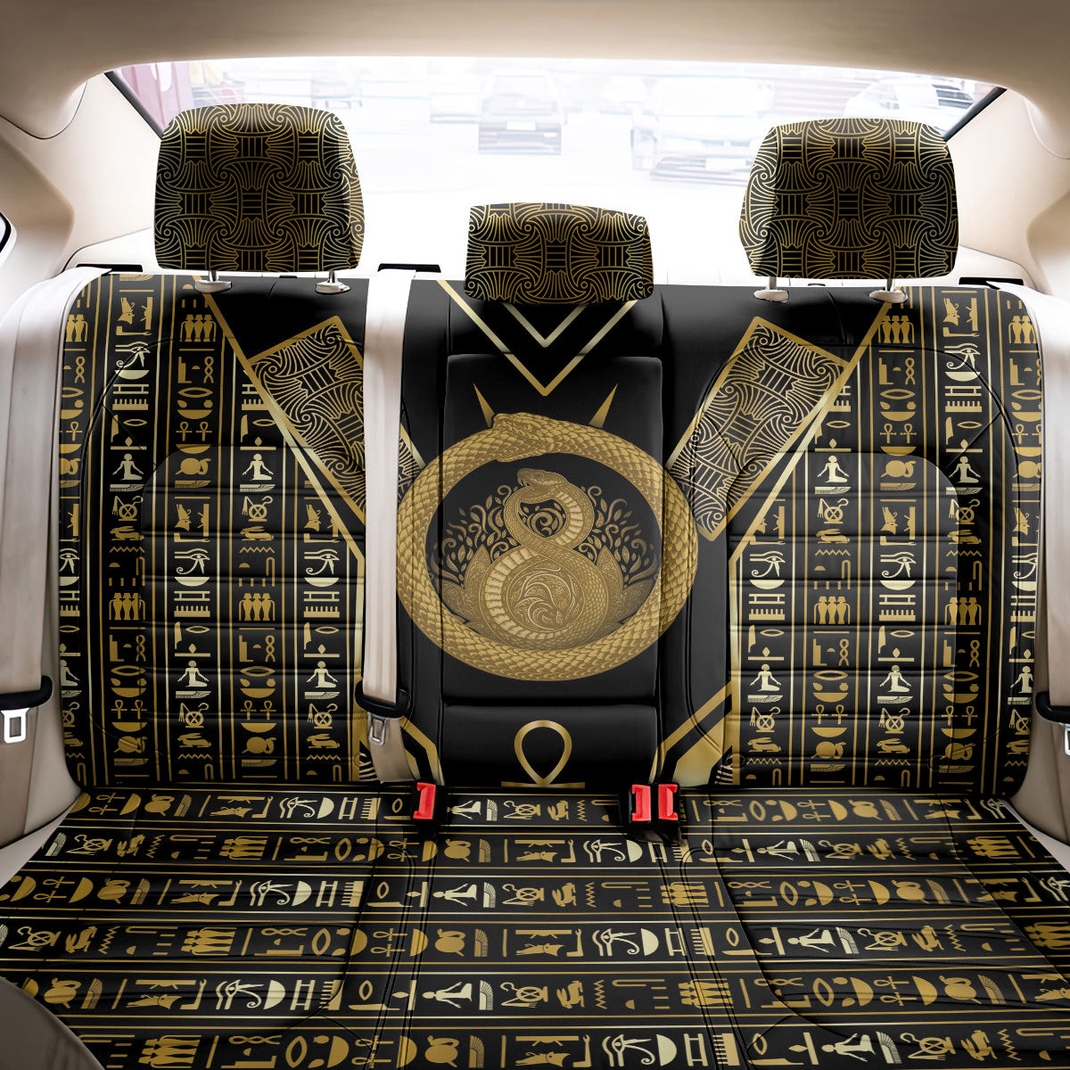 Egypt Ouroboros Back Car Seat Cover Ancient Mythology Infinity Serpent Gold