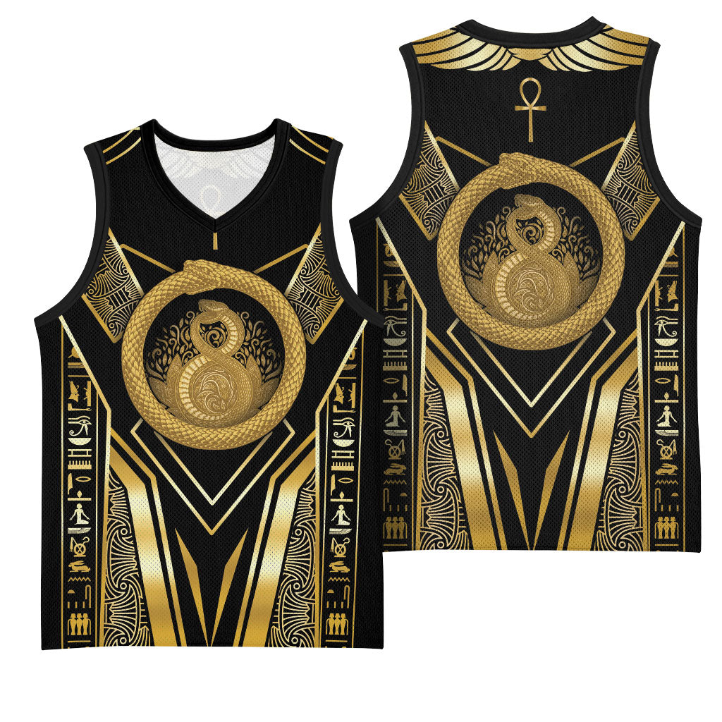 Egypt Ouroboros Basketball Jersey Ancient Mythology Infinity Serpent Gold