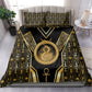 Egypt Ouroboros Bedding Set Ancient Mythology Infinity Serpent Gold