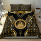 Egypt Ouroboros Bedding Set Ancient Mythology Infinity Serpent Gold