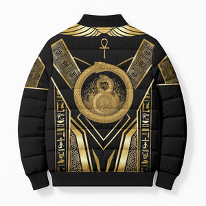 Egypt Ouroboros Bomber Puffer Jacket Ancient Mythology Infinity Serpent Gold