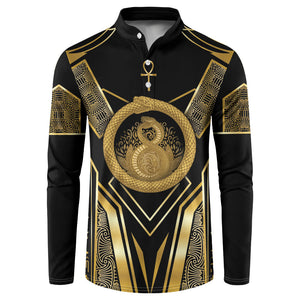 Egypt Ouroboros Button Sweatshirt Ancient Mythology Infinity Serpent Gold