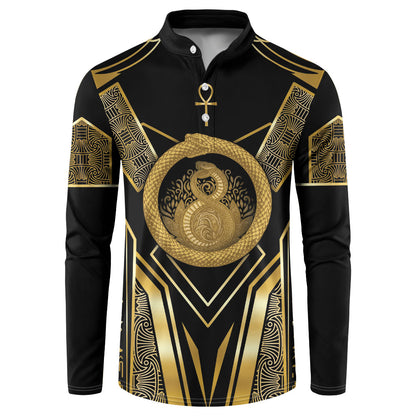 Egypt Ouroboros Button Sweatshirt Ancient Mythology Infinity Serpent Gold