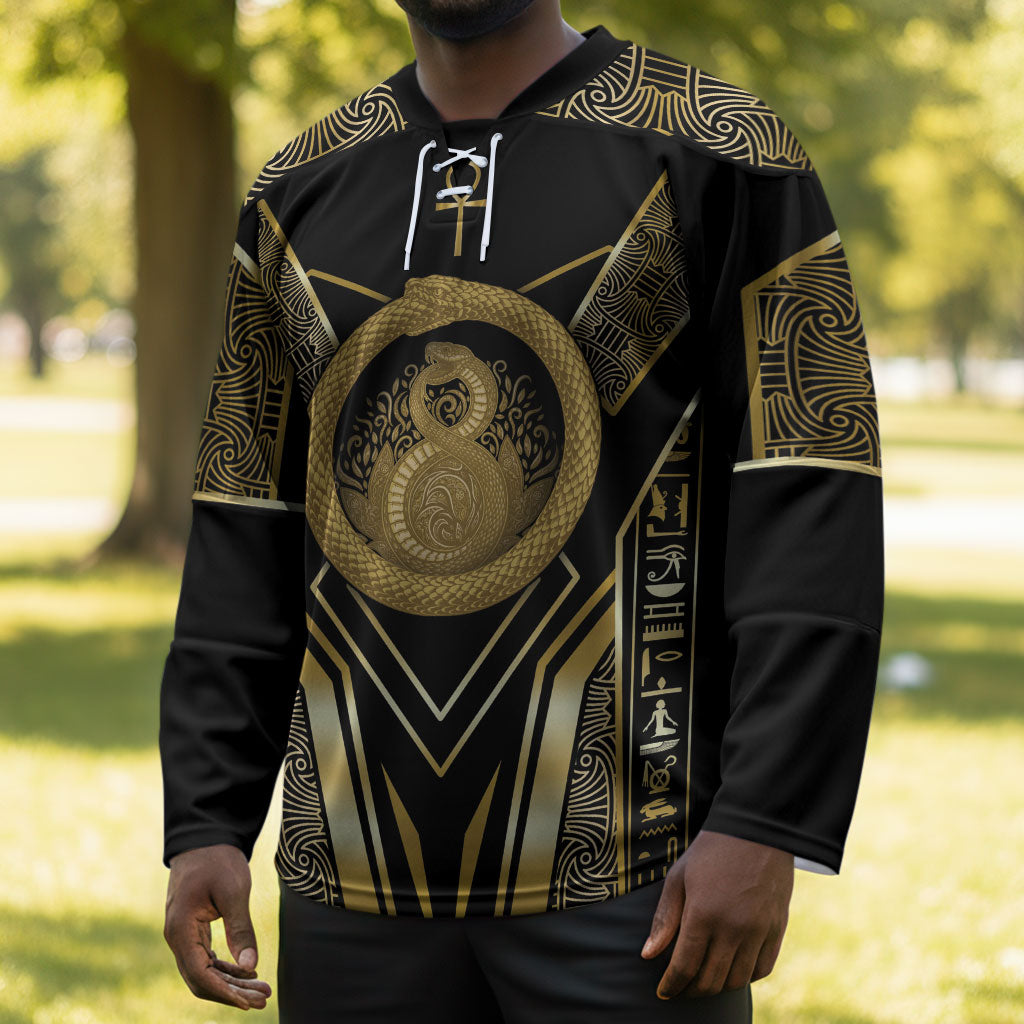 Egypt Ouroboros Hockey Jersey Ancient Mythology Infinity Serpent Gold