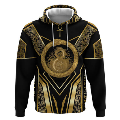 Egypt Ouroboros Hoodie Ancient Mythology Infinity Serpent Gold