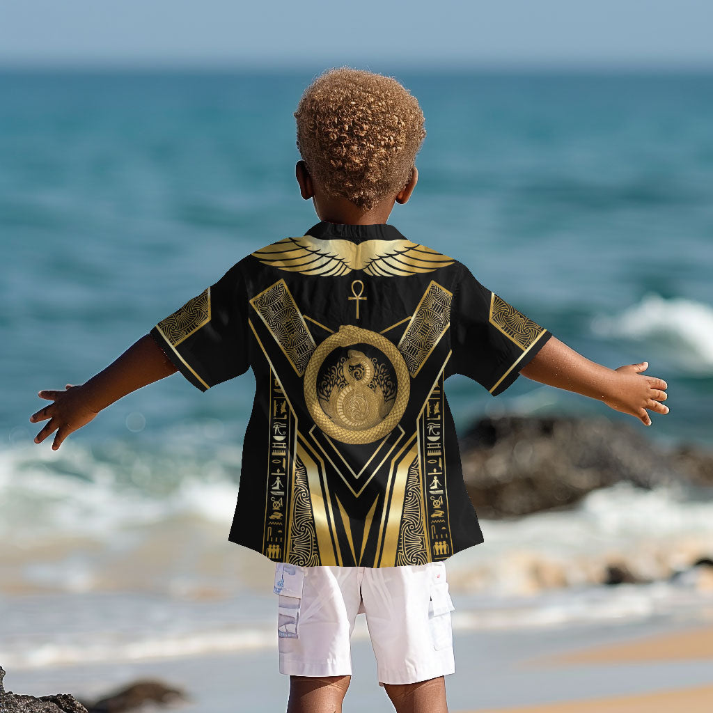 Egypt Ouroboros Kid Hawaiian Shirt Ancient Mythology Infinity Serpent Gold