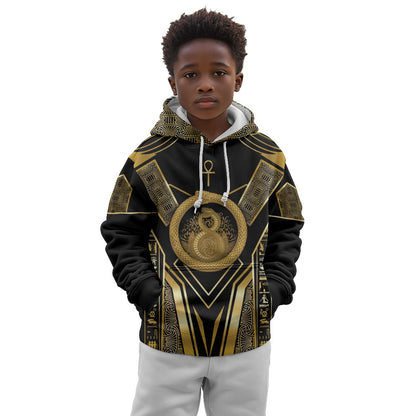 Egypt Ouroboros Kid Hoodie Ancient Mythology Infinity Serpent Gold