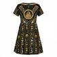 Egypt Ouroboros Kid Short Sleeve Dress Ancient Mythology Infinity Serpent Gold