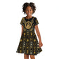 Egypt Ouroboros Kid Short Sleeve Dress Ancient Mythology Infinity Serpent Gold