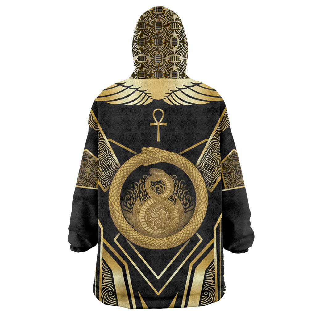 Egypt Ouroboros Kid Wearable Blanket Hoodie Ancient Mythology Infinity Serpent Gold