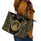 Egypt Ouroboros Leather Tote Bag Ancient Mythology Infinity Serpent Gold