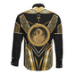 Egypt Ouroboros Long Sleeve Button Shirt Ancient Mythology Infinity Serpent Gold