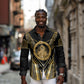 Egypt Ouroboros Long Sleeve Button Shirt Ancient Mythology Infinity Serpent Gold