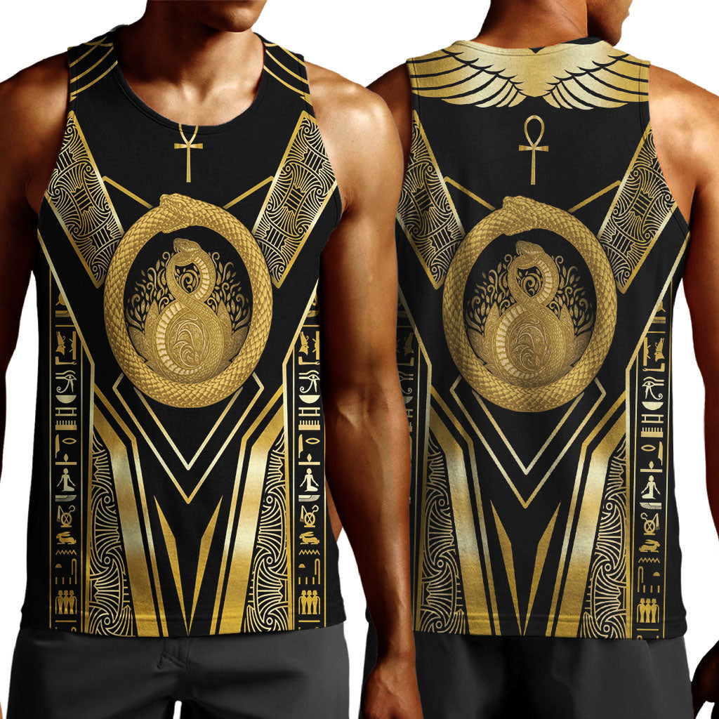 Egypt Ouroboros Men Tank Top Ancient Mythology Infinity Serpent Gold