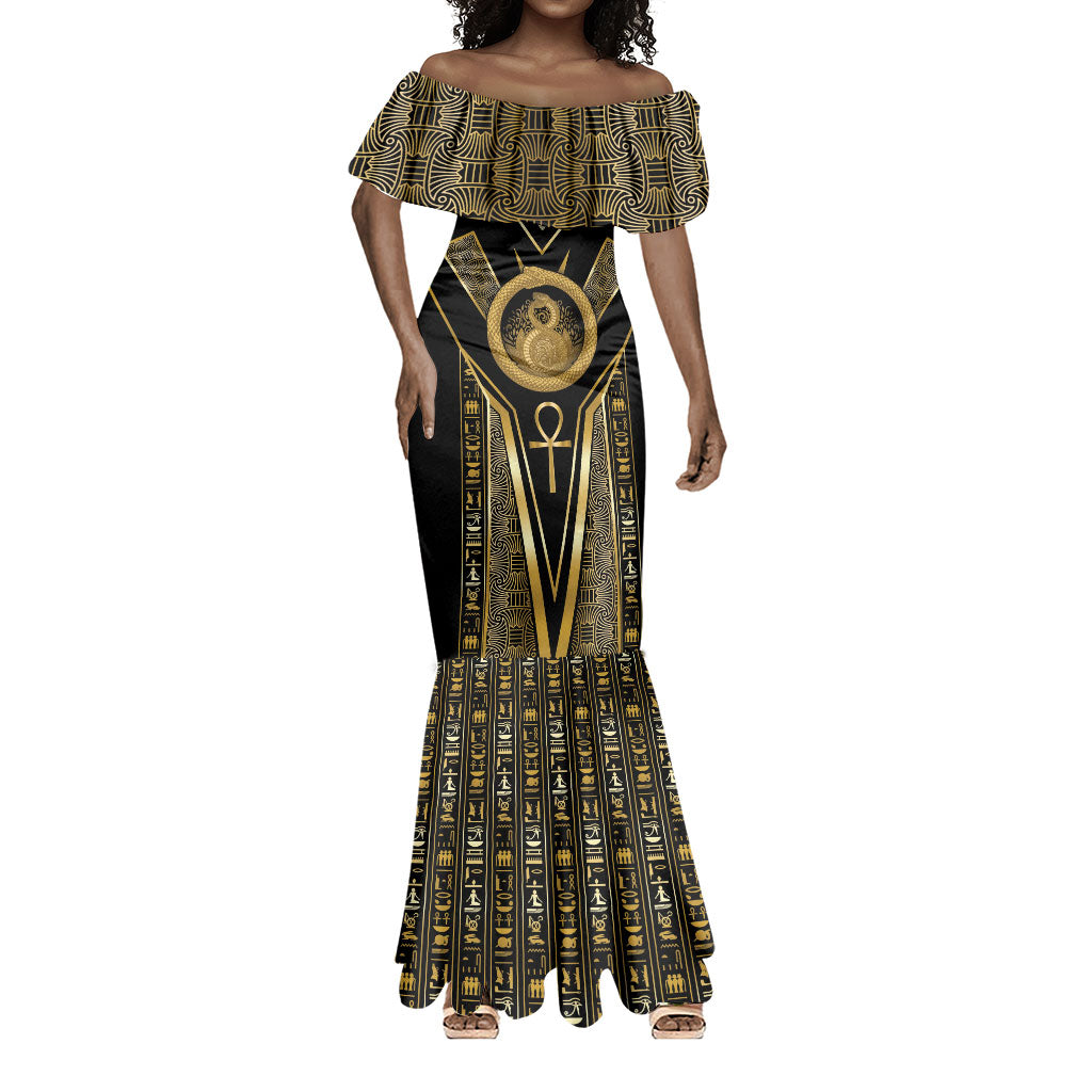 Egypt Ouroboros Mermaid Dress Ancient Mythology Infinity Serpent Gold