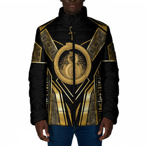 Egypt Ouroboros Padded Jacket Ancient Mythology Infinity Serpent Gold