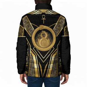 Egypt Ouroboros Padded Jacket Ancient Mythology Infinity Serpent Gold