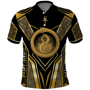 Egypt Ouroboros Polo Shirt Ancient Mythology Infinity Serpent Gold