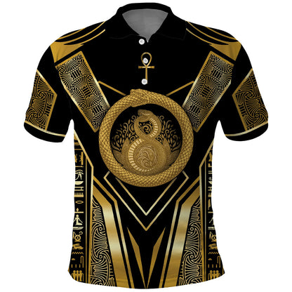 Egypt Ouroboros Polo Shirt Ancient Mythology Infinity Serpent Gold