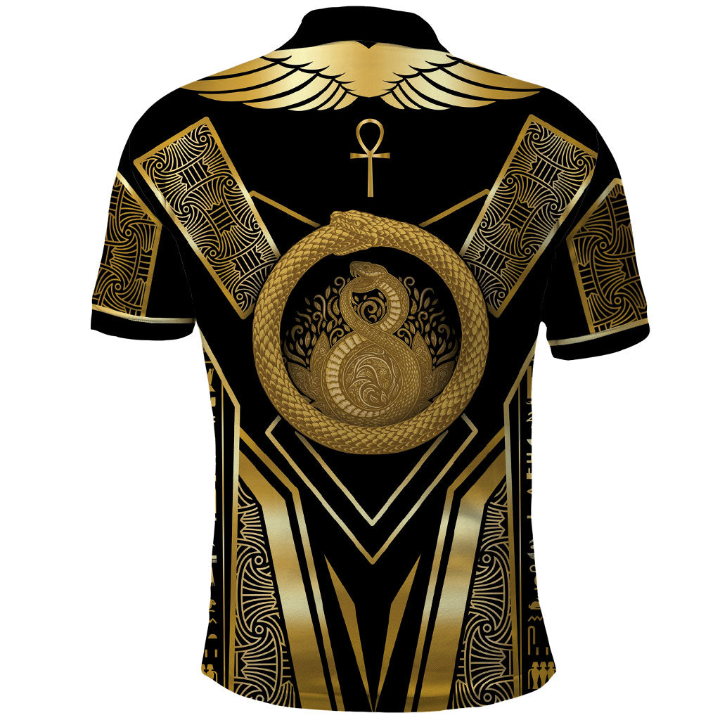 Egypt Ouroboros Polo Shirt Ancient Mythology Infinity Serpent Gold