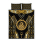 Egypt Ouroboros Quilt Bed Set Ancient Mythology Infinity Serpent Gold