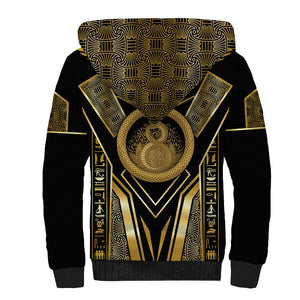 Egypt Ouroboros Sherpa Hoodie Ancient Mythology Infinity Serpent Gold