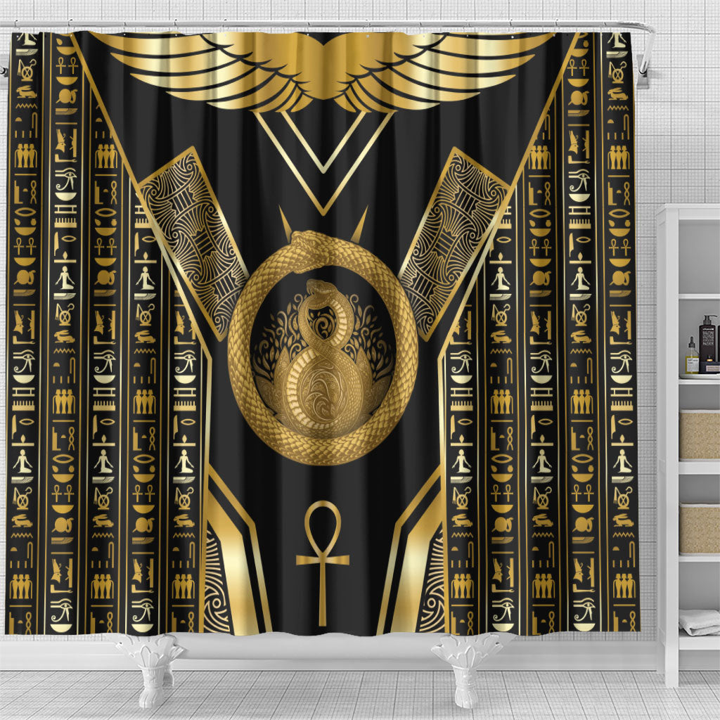 Egypt Ouroboros Shower Curtain Ancient Mythology Infinity Serpent Gold