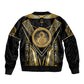 Egypt Ouroboros Sleeve Zip Bomber Jacket Ancient Mythology Infinity Serpent Gold