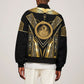 Egypt Ouroboros Sleeve Zip Bomber Jacket Ancient Mythology Infinity Serpent Gold