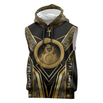 Egypt Ouroboros Sleeveless Hoodie Ancient Mythology Infinity Serpent Gold