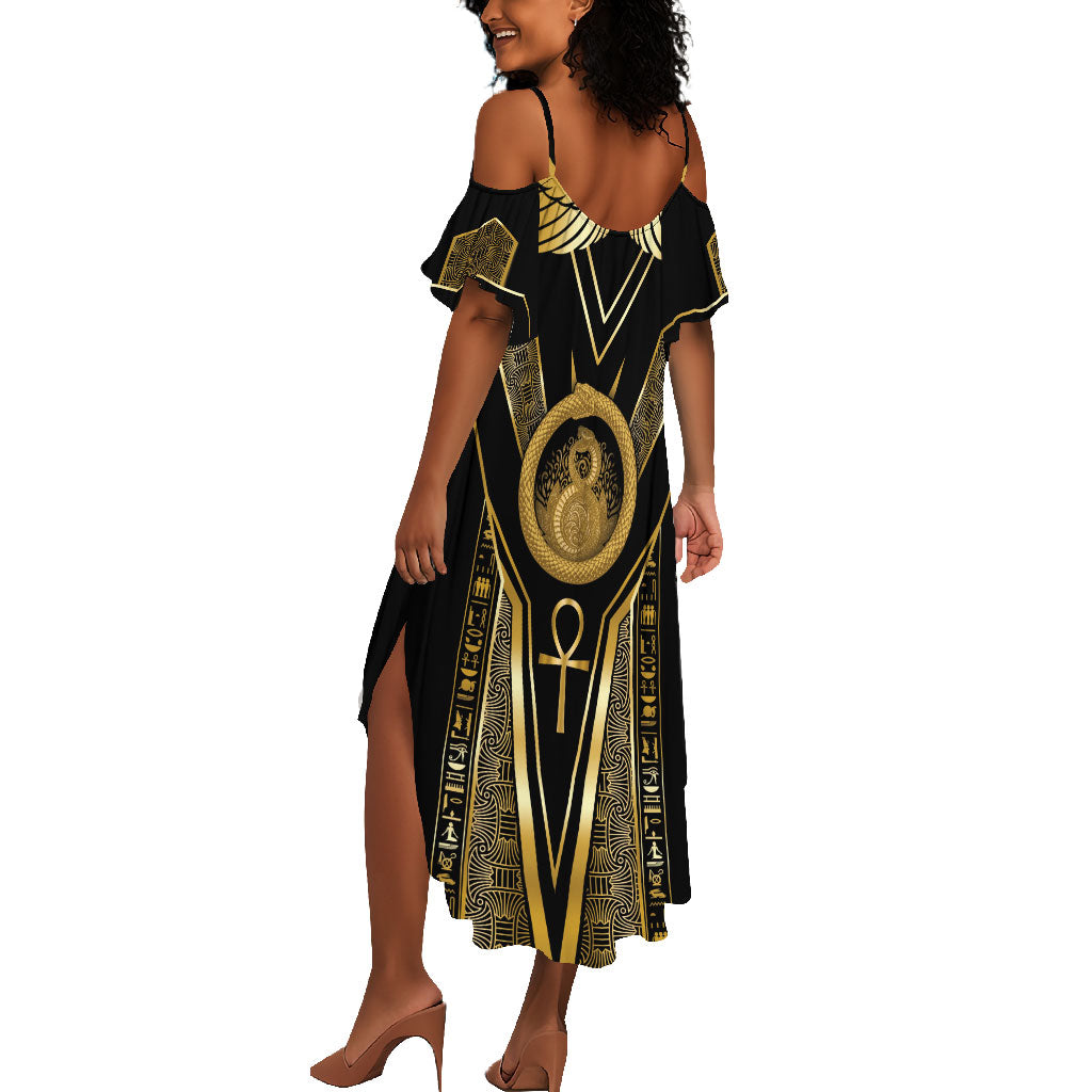 Egypt Ouroboros Summer Maxi Dress Ancient Mythology Infinity Serpent Gold