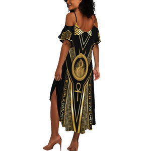 Egypt Ouroboros Summer Maxi Dress Ancient Mythology Infinity Serpent Gold
