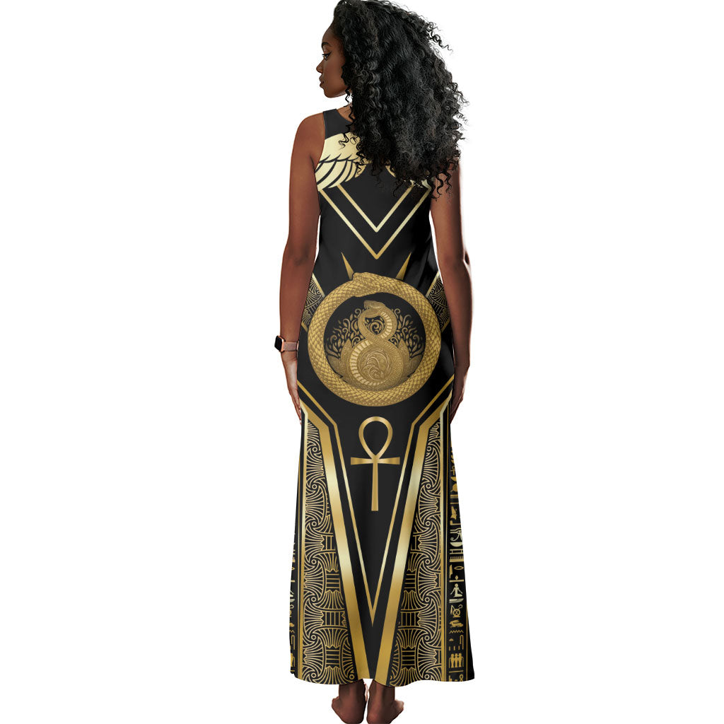 Egypt Ouroboros Tank Maxi Dress Ancient Mythology Infinity Serpent Gold