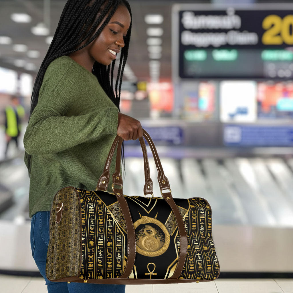 Egypt Ouroboros Travel Bag Ancient Mythology Infinity Serpent Gold