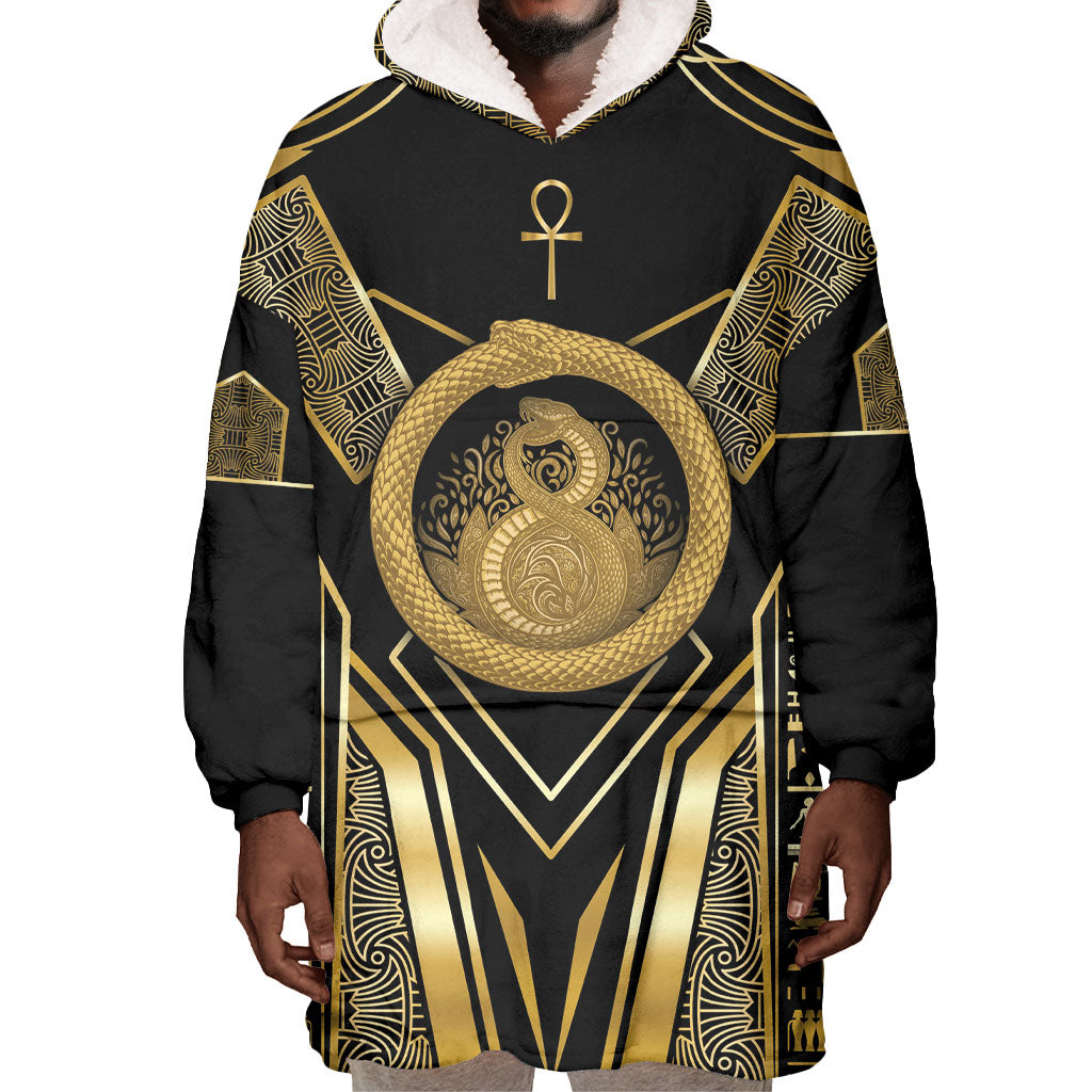 Egypt Ouroboros Wearable Blanket Hoodie Ancient Mythology Infinity Serpent Gold