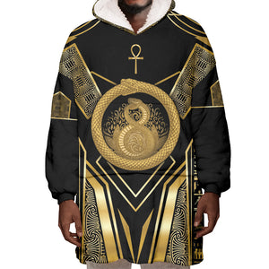Egypt Ouroboros Wearable Blanket Hoodie Ancient Mythology Infinity Serpent Gold