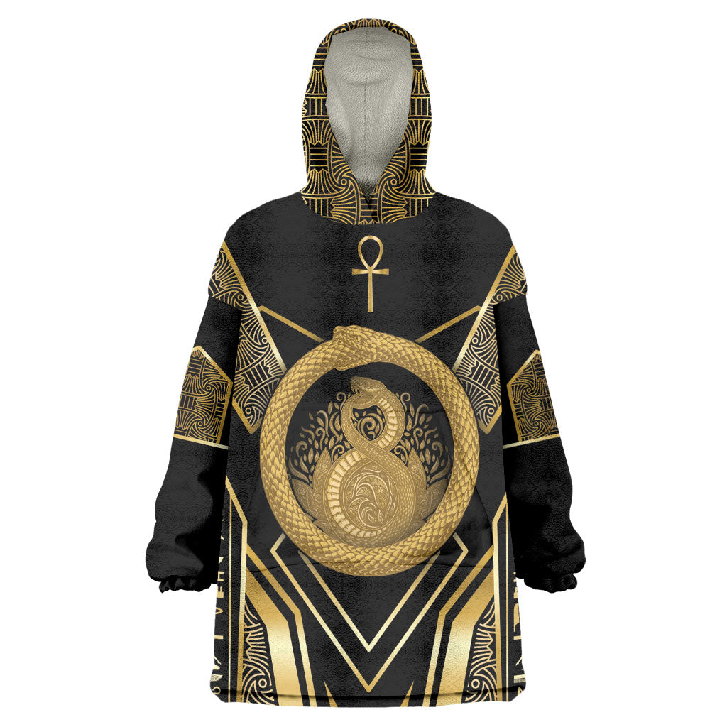 Egypt Ouroboros Wearable Blanket Hoodie Ancient Mythology Infinity Serpent Gold