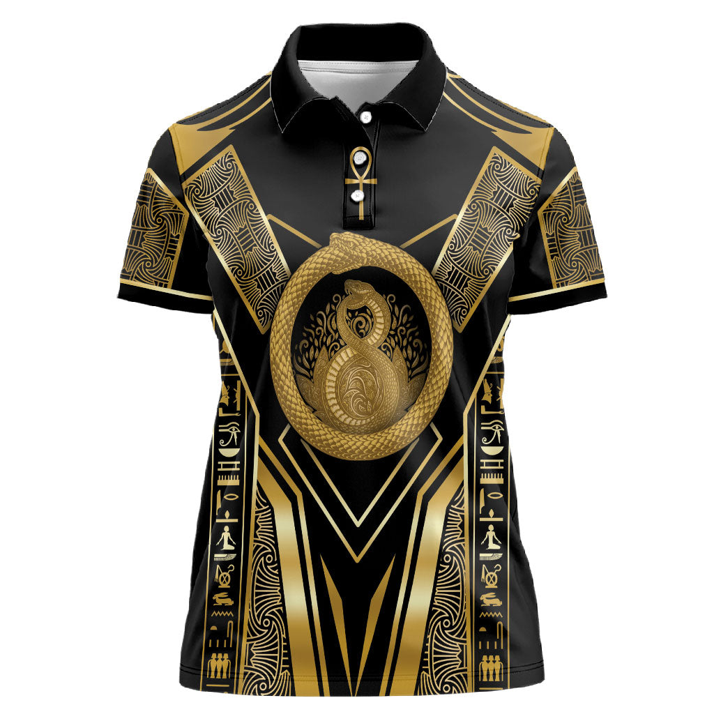 Egypt Ouroboros Women Polo Shirt Ancient Mythology Infinity Serpent Gold
